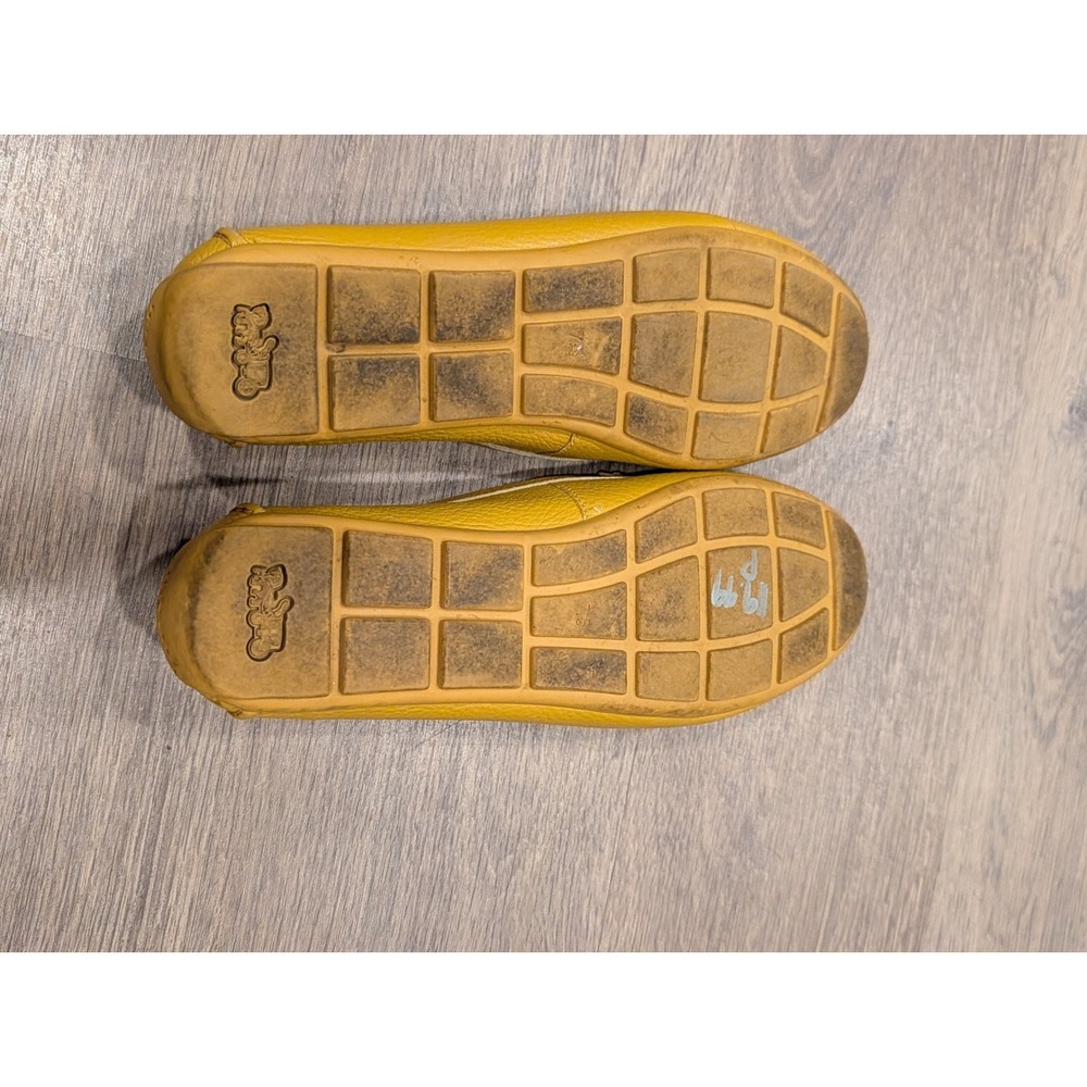 Coach Mustard Yellow Pebbled Leather Loafers Women's 7.5 Quiet Luxury Flats - Picture 8 of 8